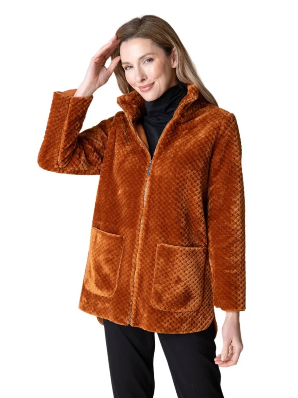 NEW HABITAT Sz Md  harvest fleece sherpa car coat in ginger